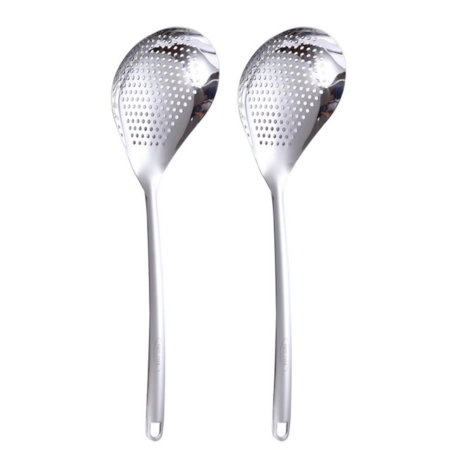 CAROOTU Kitchen Skimmer Spoon for Cooking Stainless Steel Slotted Spoon with Hang Hole for Filtering