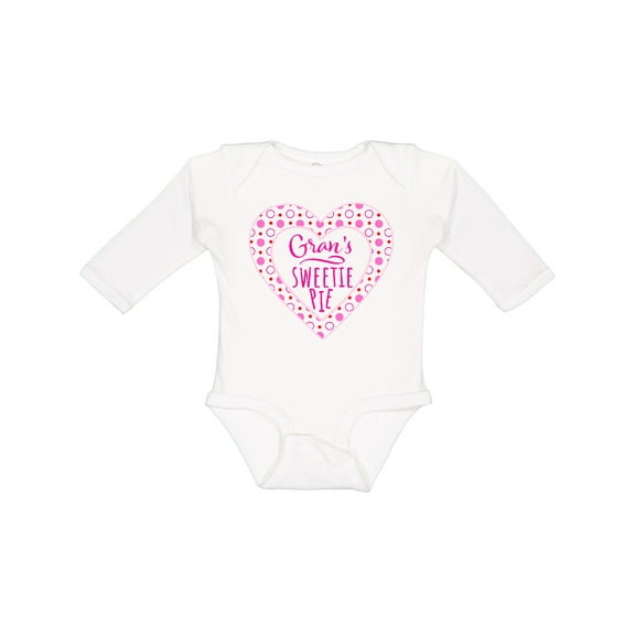 Inktastic Gran's Sweetie Pie with Pink Hearts Boys or Girls Long Sleeve Baby Bodysuit