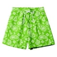 thumbnail image 2 of HOWPAY Swim Trunks Men Summer Hawaiian Print Quick Dry Elastic Waist Drawstring Beach Shorts with Pockets Casual Loose Fit Swimwear Green L, 2 of 7