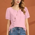 thumbnail image 2 of Sexlip Women's Blouse Short Sleeve Loose Fit Trendy Design Versatile Styling Breathable Wear Fashion Forward Modern Style Pink XXXL, 2 of 6