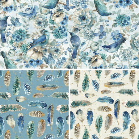 textiles cotton fabric david butterflies birds flowers inches walmart
