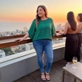 thumbnail image 3 of Agnes Orinda Women's Plus Size Swiss Dots Tops Petal Sleeves Curved Hem Round Neck Summer Casual Blouse 3X Dark Green, 3 of 8