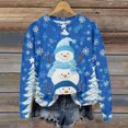 thumbnail image 2 of Ladies' Christmas Printed Casual Long Sleeved Round Neck Sports Hoodie Top, Comfortable Pullover for Women, Festive Holiday Apparel, Streetwear Style,Blue,M, 2 of 4