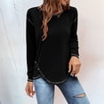 thumbnail image 2 of Rigardu Womens Casual Long Sleeve Round Neck Loose Tunic T Shirt Blouse Tops Black + XL, 2 of 4