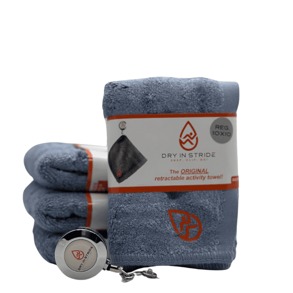 Ultimate Hands Free, Go Anywhere, Retractable Towel Set - Denim Blue 10x10 inches