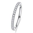 thumbnail image 2 of Half Eternity Moissanite Wedding Band 925 Sterling Silver D Color VVSI Clarity Simulated Diamond Rings Wedding Anniversary Stackable Ring for Women, 2 of 5