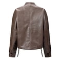 thumbnail image 5 of Aimik Women Faux Leather Jacket Trendy Moto Biker Coat with Stand Collar Classic Cropped Outerwear for Fall Winter Daily Wear, 5 of 5