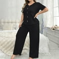 thumbnail image 2 of HUJlwoi Button down Pajama Sets for Women 2 Piece Plus Size Short Sleeve Pjs loungewear Loose Fit Cozy Sleepwear Matching Clothing 2025, 2 of 4