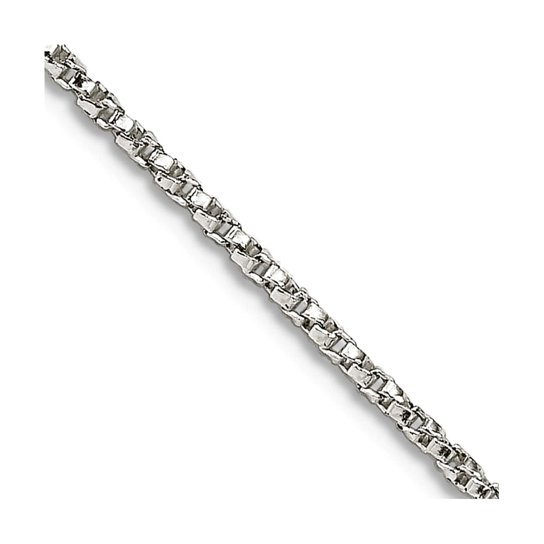 925 Sterling Silver Polished 1.25mm Twisted Box Chain Necklace 24 Inch Lobster Claw Chain Necklace for Women and Men