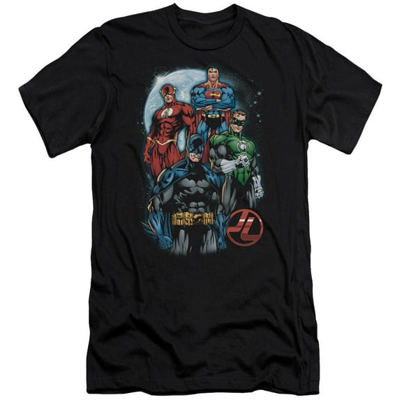 JLA Justice League The Four Premium Canvas Adult Slim Fit 30/1 T-Shirt Black