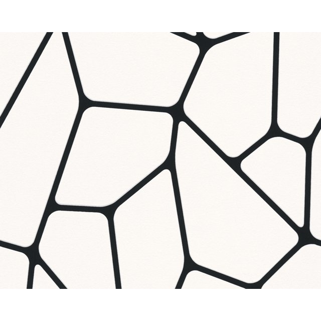 Noir et Blanc 2 - Moderne Folle Rayures Cercles Crème, Rouleau de Papier Peint Noir
