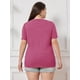 thumbnail image 4 of Camiseta Chulianyouhuo talla grande con cuello en V y manga corta para mujer, 4 of 5