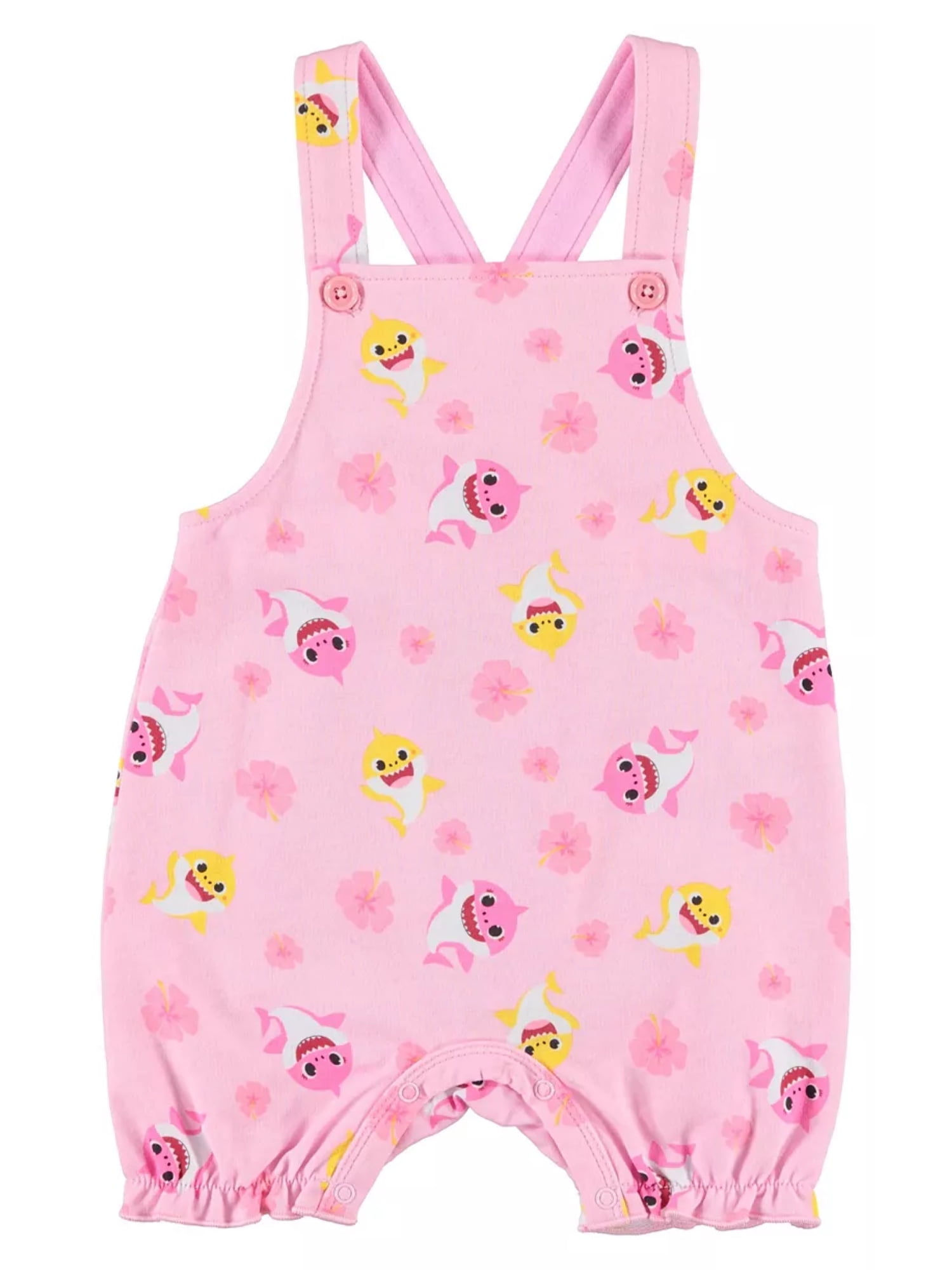 Baby Shark Baby Girls' Shortall Set, Sizes 12-24 Months