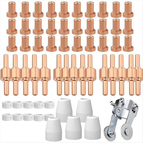 61Pcs PT31 Plasma Cutting Consumables with PT-31 Roller Guide Fit CUT-40 CUT-45 CUT-50D -40 CT-312 Nozzle Electrode