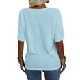 thumbnail image 5 of Tops for Women Trendy, Comdrip Women's 3/4 Sleeve Shirts V Neck Loose Fitting Tops Casual Solid Color Tshirts Trendy Basic Tunic Summer Ladies Tops Womens Tops Casual Light Blue S, 5 of 7