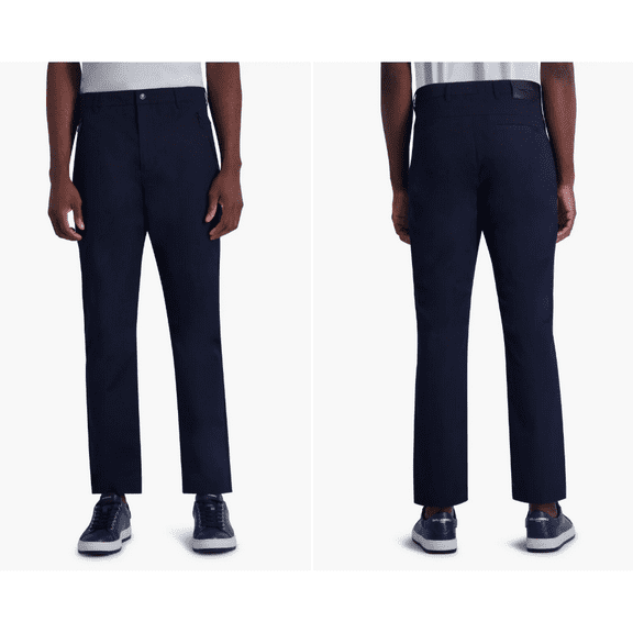 Karl Lagerfeld Paris Men's Track Slim Fit Ankle Dress Pants in Navy-Size 30x31