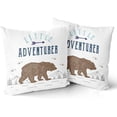 thumbnail image 2 of Bear Pillow Covers 20x20'''' Baby Little Adventurer in Navy Grey and Aqua Boy Decorative Pillow Case Set of 2 Little Explorer Pillow Cushion Cover for Couch Sofa, 2 of 6