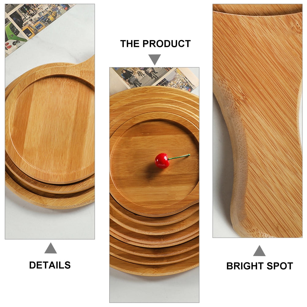 Senseth 10 Inch Pizza Tray Paddle Board with Handle Round Bamboo Bread Cake Plate