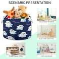 thumbnail image 4 of Collapsible 20" Round Storage Basket with Handles Laundry Hamper Open Storage Bins Ghost on Dark Blue Background, 4 of 6