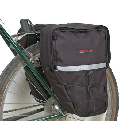 BushwhackerÂ® Moab Black - Bicycle Rear / Front Pannier Cycling Rack Pack Bike Bag - w/ Reflective Trim - Sold as