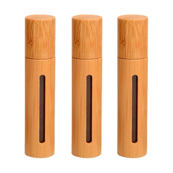 Jiandong Roller Bottles 3pcs Bamboo Roll on Bottles for Essential Oil Aromatherapy 10ML(0.75X0.75X3.58Inch)