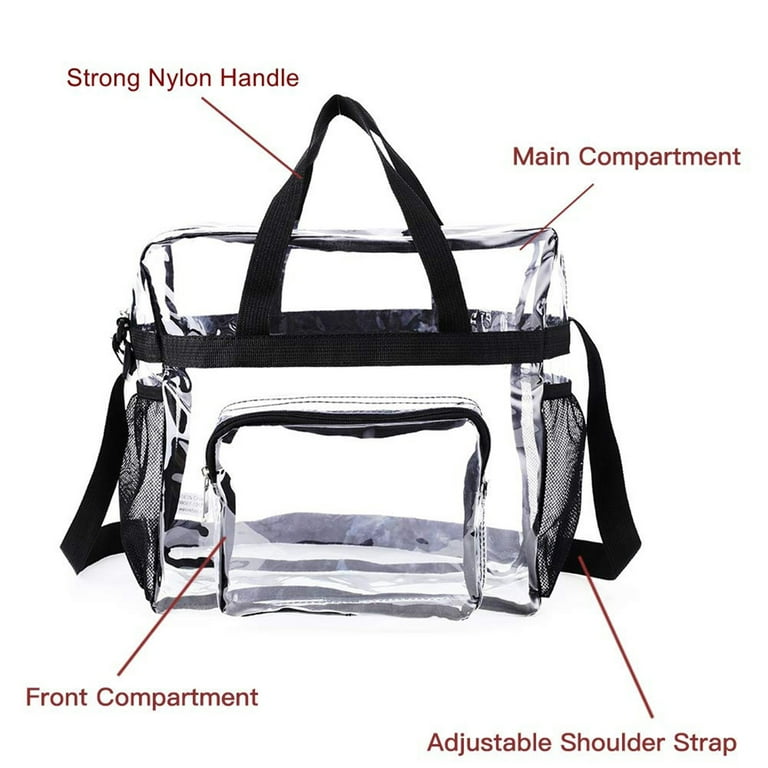 Wovilon Clear Bag for Travel Plastic Clear Tote Bag with Adjustable Strap Transparent See Through Bag Waterproof Stadium Approved