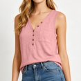 thumbnail image 4 of SwiftWear Women's V Neck Tank Top Loose Fit Button Down Casual Sleeveless Blouse Henley Shirts with Pocket Summer Fashion Solid Top, 4 of 5