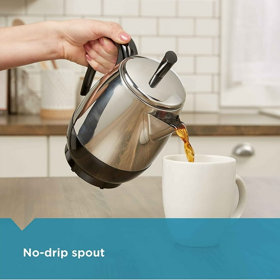 Electric Coffee Percolator, FCP240, Stainless Steel Basket, Automatic Keep Warm, No-Drip Spout, 4 Cup, Black/Silver