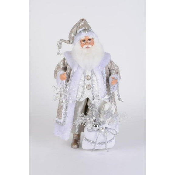 Karen Didion Lighted White Christmas Santa Figurine Polyresin