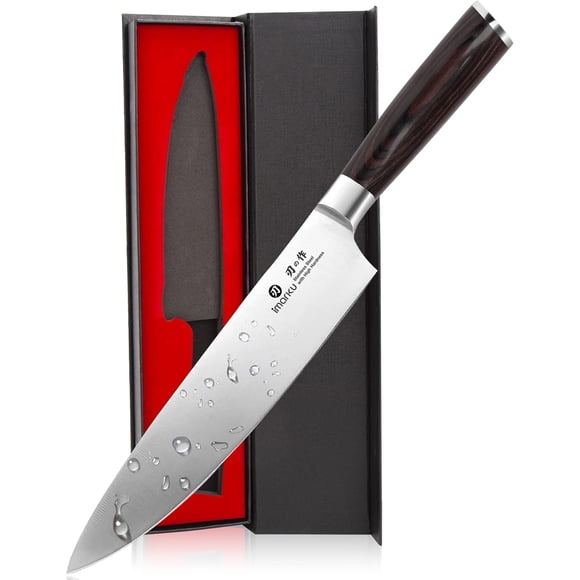 imarku Couteau de Chef 8 Pouces, Couteau de Cuisine Japonais en Acier Inoxydable à Haute Teneur en Carbone avec Poignée Ergonomique, Couteau de Cuisine Professionnel Tranchant pour la Cuisine à la Maison, Cadeau pour les Cuisiniers à la Maison