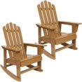 thumbnail image 1 of Sunnydaze Outdoor Natural Fir Wood with Cedar Finish Lounge Adirondack Rocking Chair - Light Brown - 2pk, 1 of 7