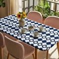 thumbnail image 3 of Bohemia Table Cloths for 4 Foot Rectangle Tables, Minimalist Geometric Pattern Abstract Dark Blue Patio Waterproof Elastic Fitted Tablecloths, Washable Rectangular Table Cover for Camping, 3 of 8