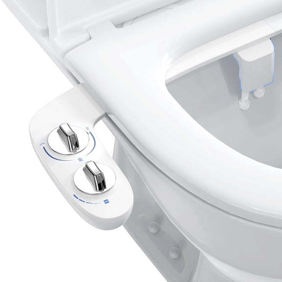 Dual Nozzle Non-Electric Bidet Attachment Combo for Toilet - Heavy Duty Soft Close Seat - Adjustable Water Pressure & Angle - Self-Cleaning Front, Rear & Feminine Wash - Leak-Proof, Easy Installation