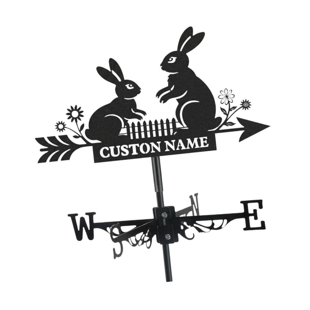 harayaa Decorative Metal Weather Vane, Durable Wind Direction Accessory for Garden Roof, Bunny