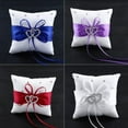 thumbnail image 3 of Leke Bridal Wedding Ceremony Ring Bearer Pillow Cushion Crystal Double Colour Heart, 3 of 5