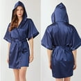 thumbnail image 6 of Kureaily Women's Hooded Silk Robes Satin Kimono Robe Short Silky Bathrobe Bridesmaid Wedding Party Sleepwear Nightgown Sleepwear, 6 of 6