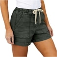 thumbnail image 5 of RYRJJ Womens Baggy High Waisted Jean Shorts Summer Wide Leg Jorts Casual Rolled Hem Drawstring Denim Shorts with Pockets(z1-Dark Gray,M), 5 of 7