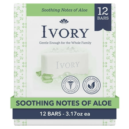 Ivory Bar Soap Notes of Aloe  for All Skin Types  3.17 oz.  12 Count