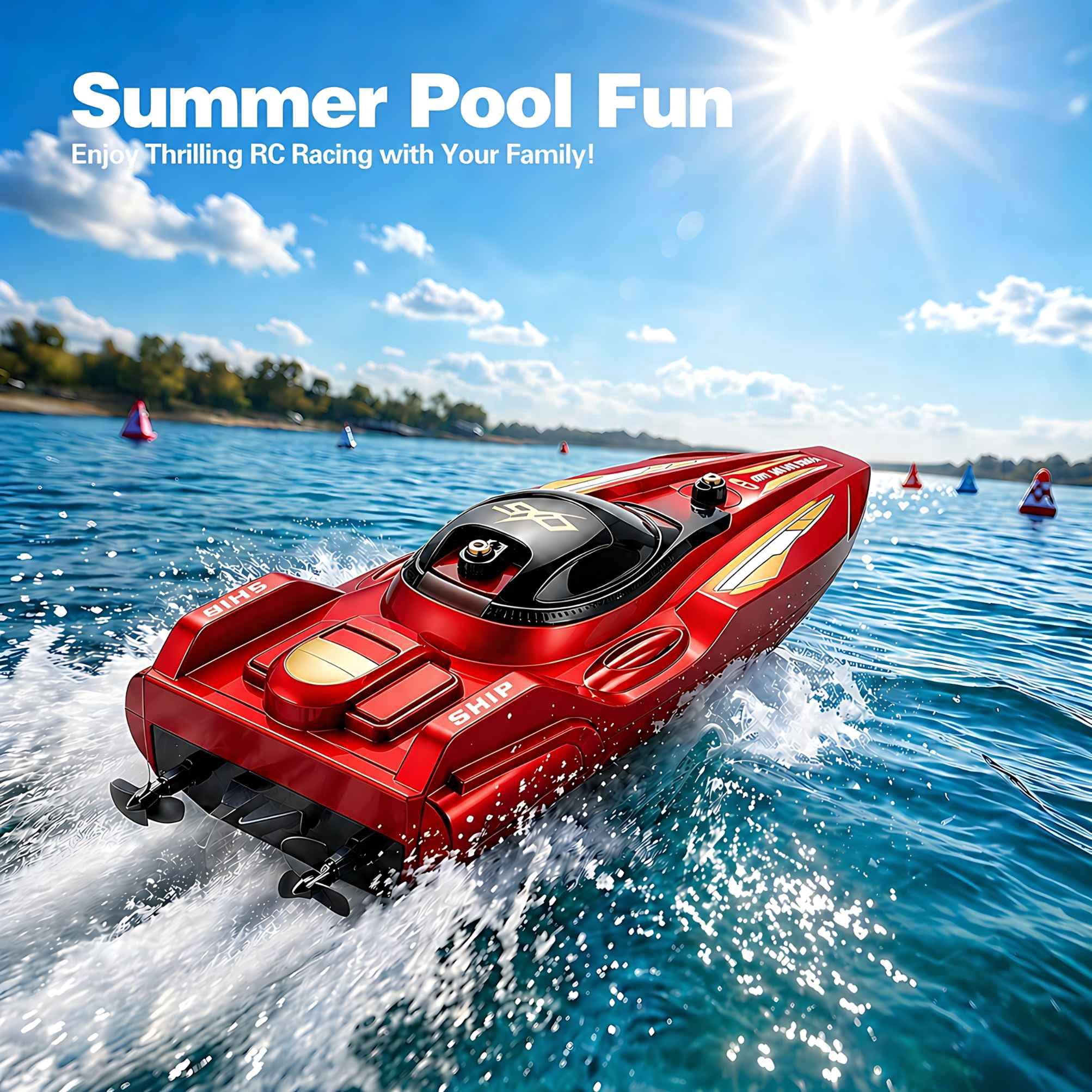 2.4GHz High-Speed Remote Control Racing Watercraft for Pools & Lakes | Dual Motor Waterproof RC Boat for Boys & Girls Ages 8-12