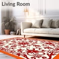 thumbnail image 2 of ODIKA 4'x6' Machine Washable Non-Slip Area Rug, Verdant Scrollwork Arrangement with Flourishing Floral Medley Motifs High Traffic Rug, Orange, 663169, 2 of 5