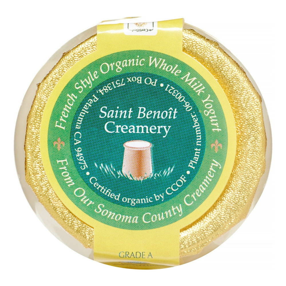 Saint Benoit Creamery Organic French Style Yogurt, Meyer Lemon, 4.75 Oz