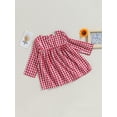 thumbnail image 5 of Bagilaanoe Toddler Baby Girl Fall Dress Plaid Long Sleeve A-line Dresses Headband 6M 12M 18M 24M 3T Infant Casual Swing Sundress, 5 of 9