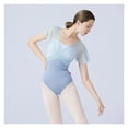 thumbnail image 5 of Women Ballet Leotards Dance Leotard Short Sleeve Pleats Ballet Bodysuit Adult Fake Two Piece Gymnastics Leotards, 5 of 10