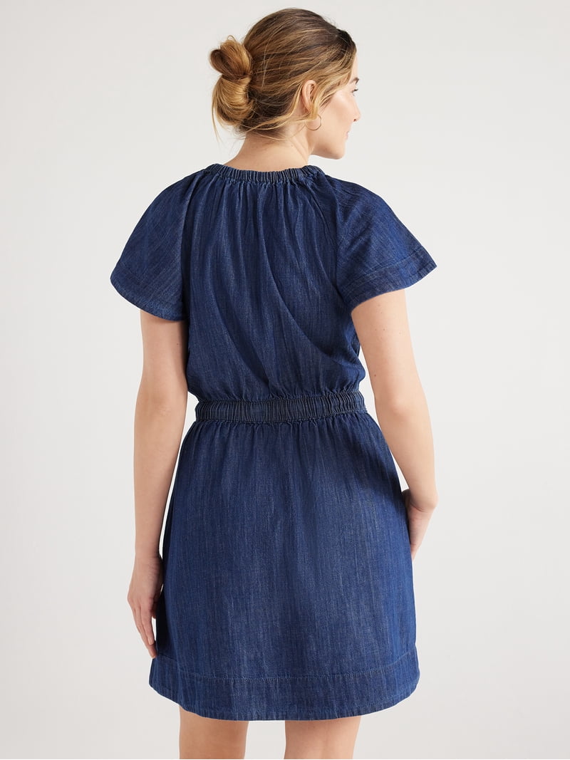 Free Assembly Women's Fit and Flare Denim Mini Dress with Flutter Sleeves, Sizes XS-XXL - Walmart.com Free Assembly Women's Fit and Flare Denim Mini Dress with Flutter Sleeves, Sizes XS-XXL - Walmart.com