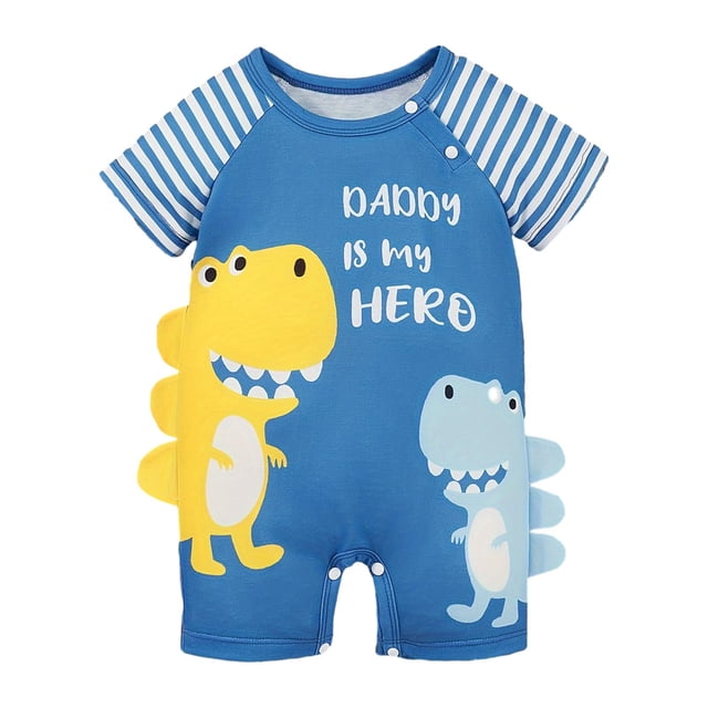 Peleles de manga corta de verano para bebé recién nacido, monos de gateo, transpirables con ropa con estampado de dinosaurio para uso diario de fiesta 9 a 12 meses