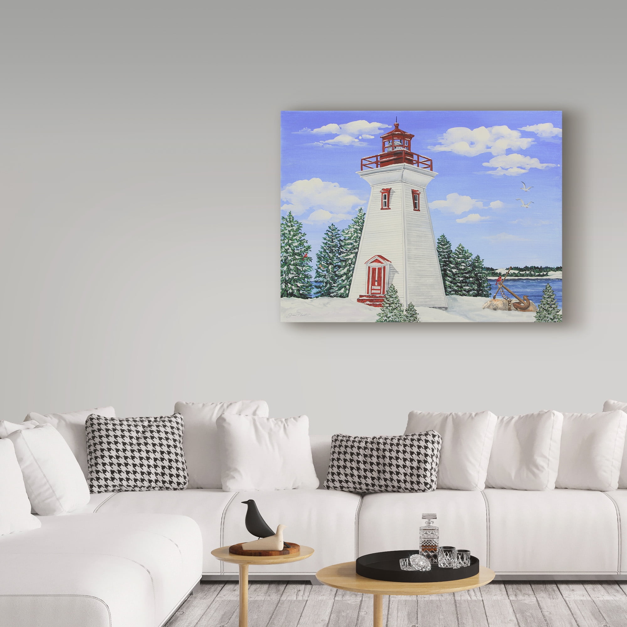 Trademark Fine Art 'Winter Lighthouse 1' Canvas Art by Jean Plout
