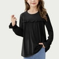 thumbnail image 4 of Girls Oversized Long Sleeve Shirts Kids Fashion Crewneck Tunic Tops Tees 5-13 Years Black 7-8 Years, 4 of 7