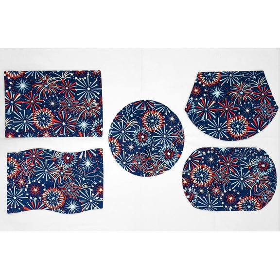 Americana Placemats by Penny's Needful Things (Oval - Set of 2) (Fireworks)