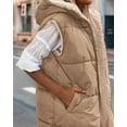 thumbnail image 4 of FreshPretty Fall Long Puffer Vest Women Sleeveless Hooded Reversible Fleece Sherpa Jacket Zip Up Winter Coat Outerwear Vests, 4 of 5