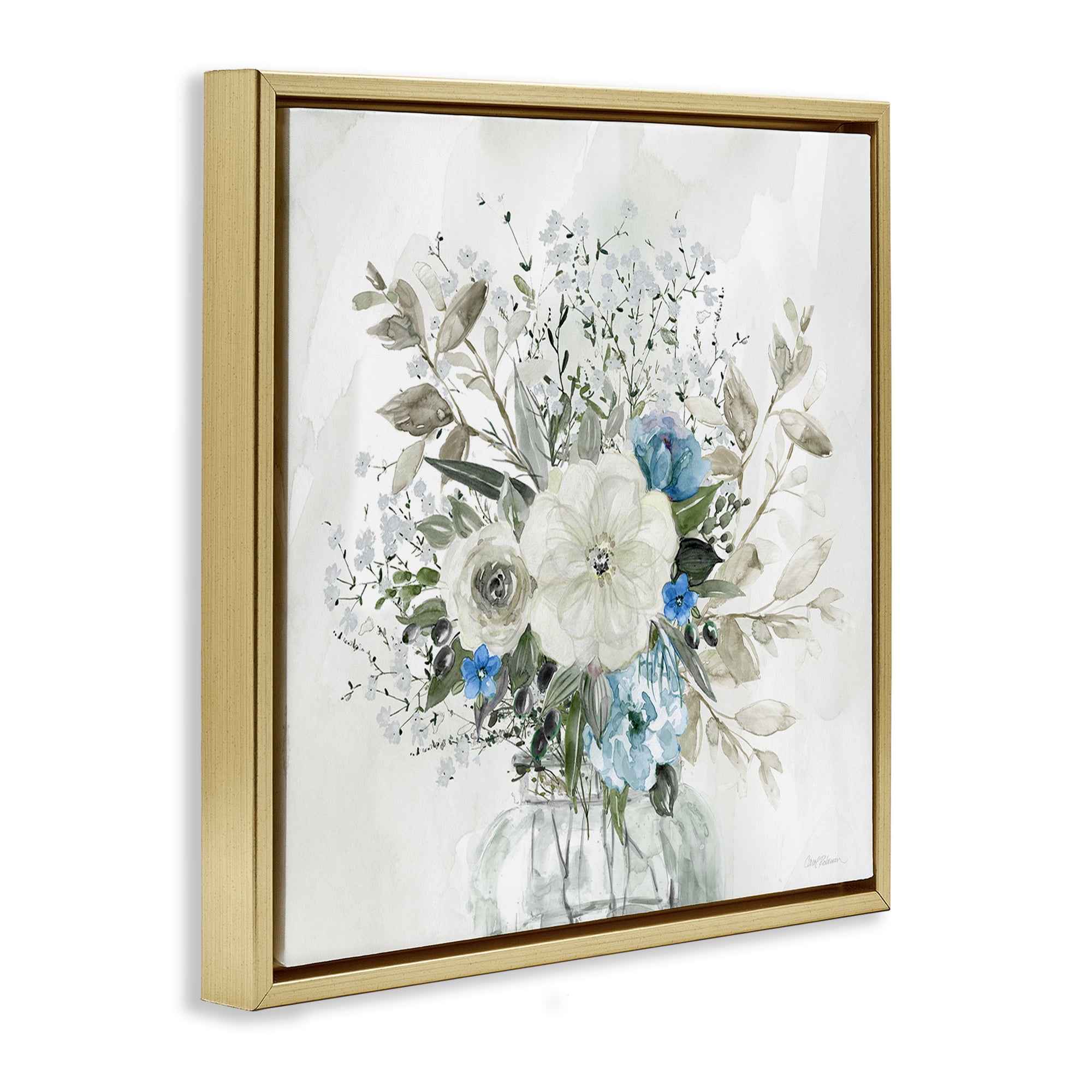 Stupell Industries Bundle of Country Florals Plants & Flowers Painting Gold Floater Framed Canvas Art Print Wall Art, 18 x 18